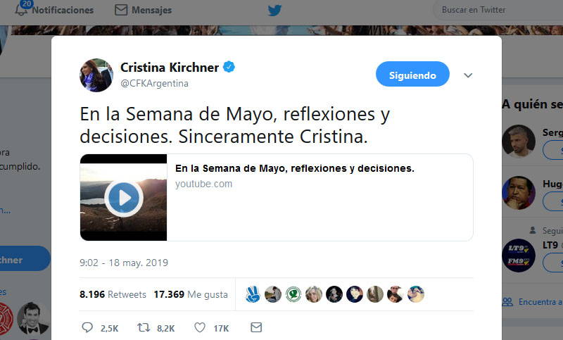 Repercusiones en Twitter luego del anuncio de la fórmula Fernández – Fernández