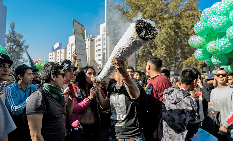 Multitudinaria marcha por la despenalización del consumo y cultivo de cannabis en Chile