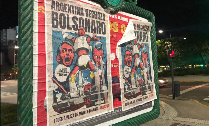 Manifestantes repudiaron enérgicamente la visita de Bolsonaro a la Argentina