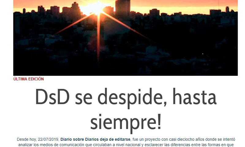 Diario sobre Diarios anunció que dejará de editarse