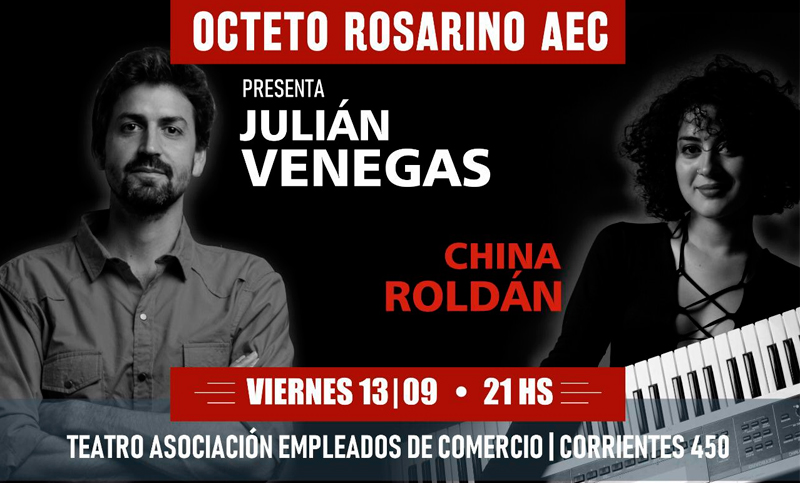 “Octeto Rosarino AEC”: junto a Julián Venegas y China Roldán
