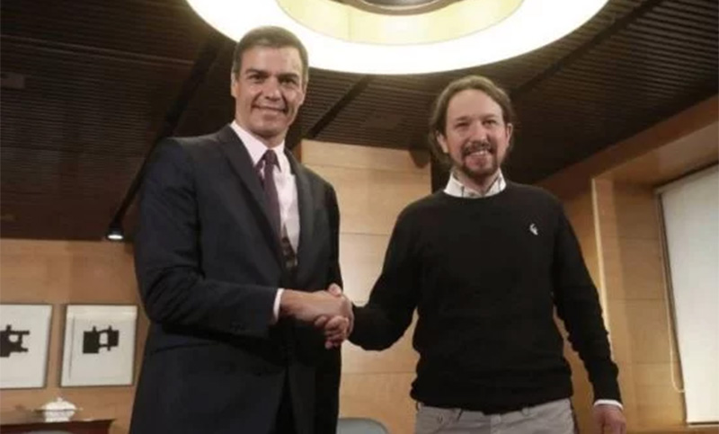 Los socialistas y la izquierda pactan acuerdo para conformar un Gobierno de coalición en España