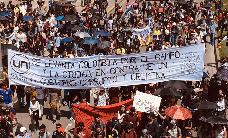 Tercer día de huelga nacional contra el gobierno de Duque en Colombia