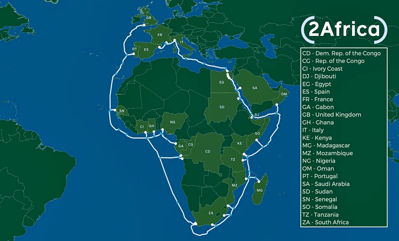 Unos 37 mil kilómetros de cable submarino conectarán África con Europa y Asia
