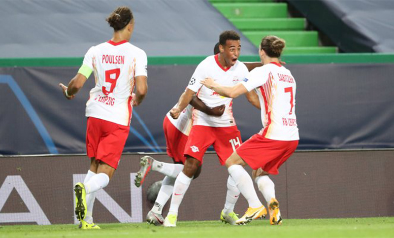 Leipzig ganó sobre la hora y eliminó al Atlético Madrid