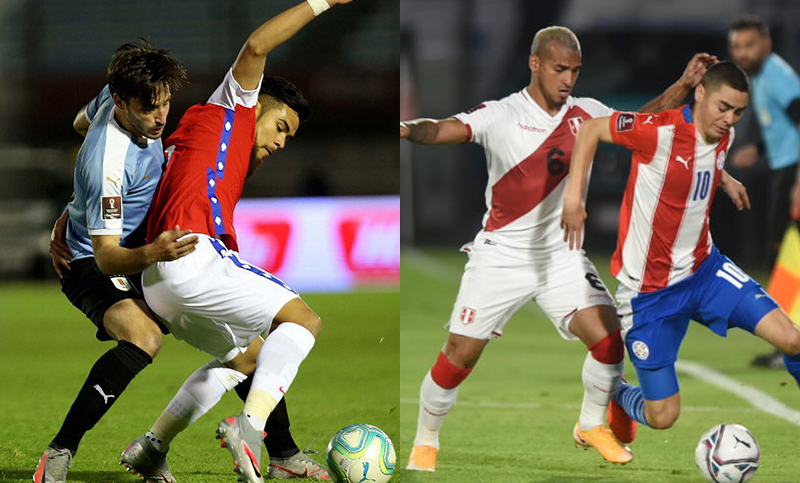 Uruguay consiguió un triunfo agónico ante Chile y Paraguay empató con Perú