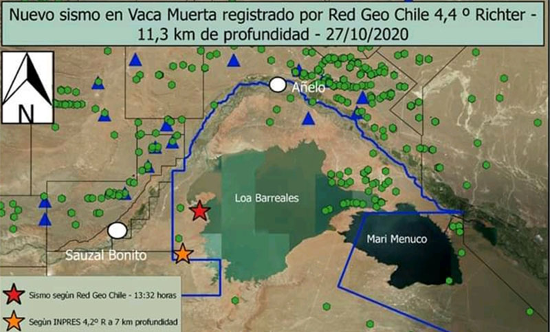 Se reanudó el fracking y llegaron los sismos a Vaca Muerta con una magnitud de 4.4º