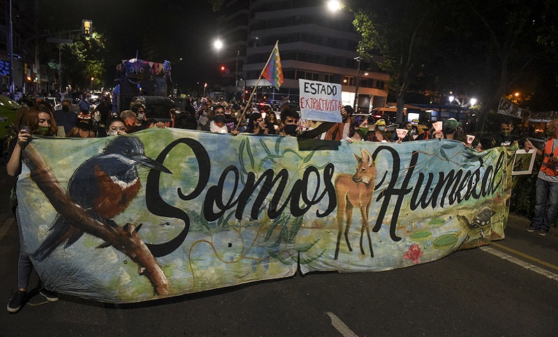 Ambientalistas marcharon por el centro de Rosario para exigir la Ley de Humedales