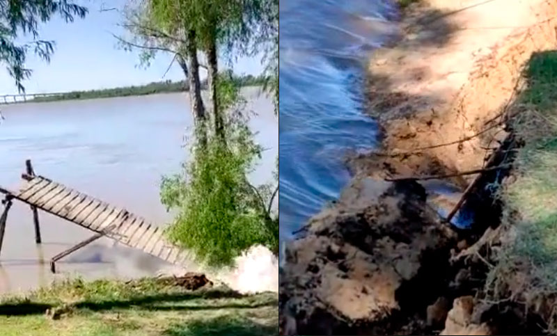 Impresionante derrumbe de barrancas en la zona de Zárate Brazo Largo