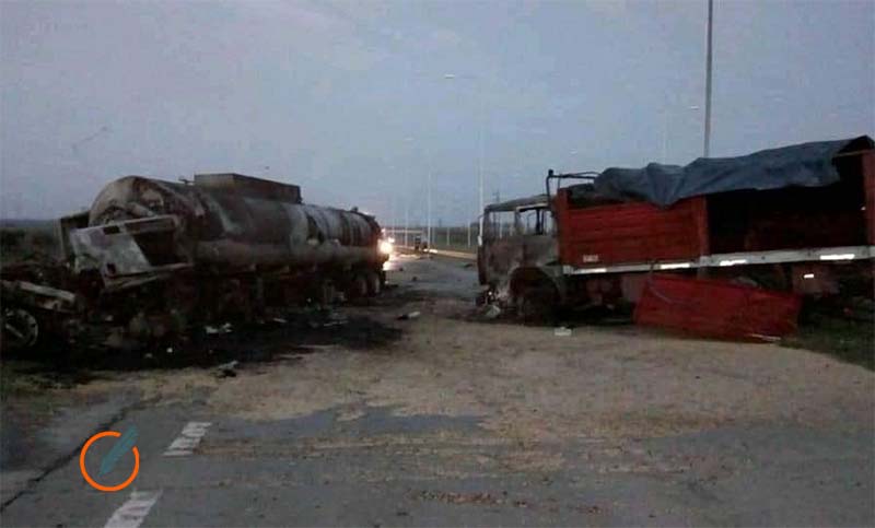 Fatal choque en la autopista Rosario-Córdoba: un camión explotó y murió el chofer