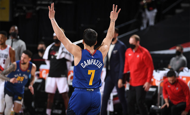 Con un gran partido de Campazzo, Denver le dio vuelta la serie a Portland en los playoffs