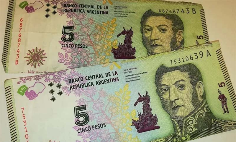 Extienden el plazo para canjear billetes de 5 pesos por monedas del mismo valor