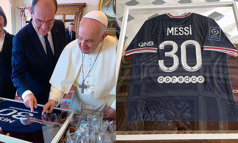 El papa Francisco le agradeció a Messi la camiseta del PSG: «Nunca se te subieron los humos»