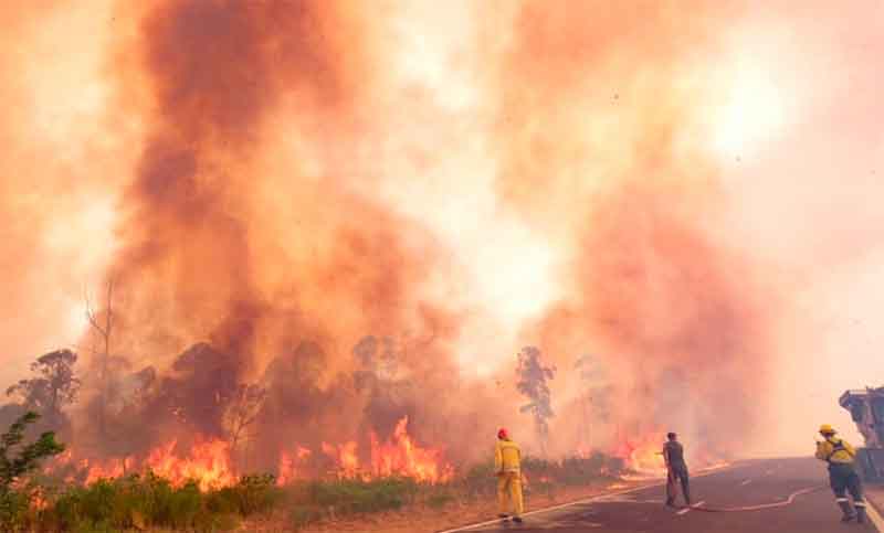 Continúan activos dos focos de incendios en Corrientes y Río Negro