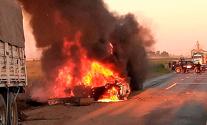 Choque múltiple, incendio y dos muertos en un tremendo siniestro en la ruta 91