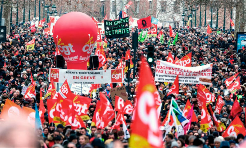 Sindicatos franceses anuncian una nueva huelga en marzo contra la reforma jubilatoria