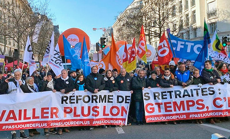 Los sindicatos franceses marcharán este jueves ante el Parlamento por la reforma jubilatoria