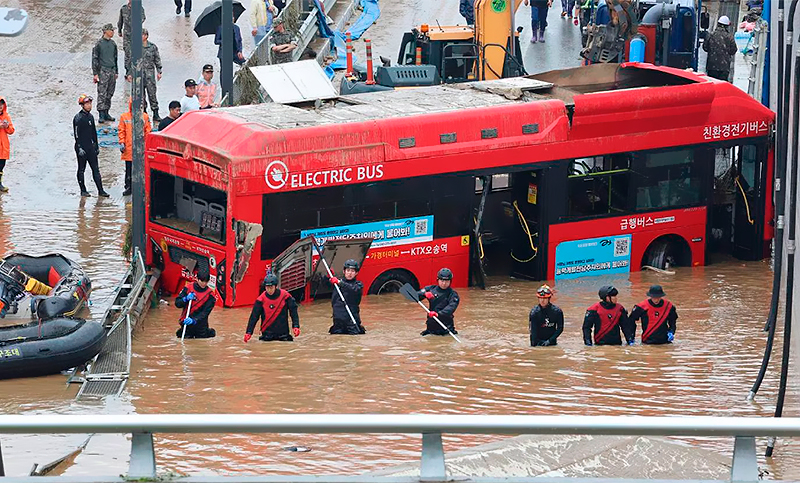 Las inundaciones trágicas en Corea del Sur dejan ya un saldo de 40 muertos