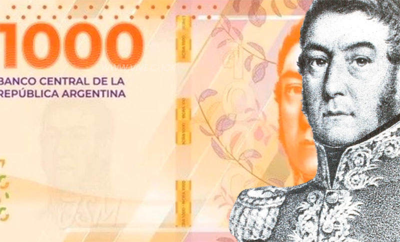 Comenzó a circular el nuevo billete de $1.000 con la cara de San Martín 
