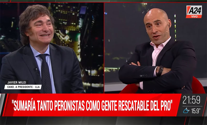 Milei: «Si soy presidente, sumaría peronistas y gente del PRO que es rescatable, además de Macri»