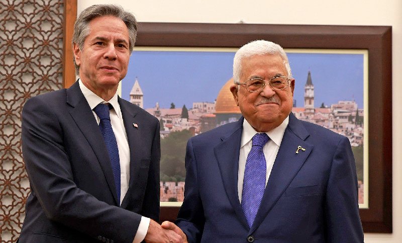 Blinken se reunió con el líder palestino Mahmud Abbas en Cisjordania