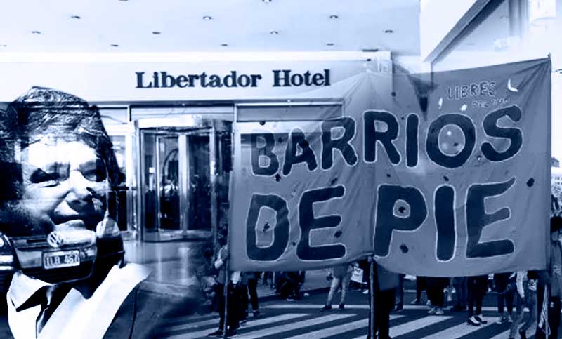 Barrios de Pie protestó frente al hotel Libertador, donde se hospeda el Presidente