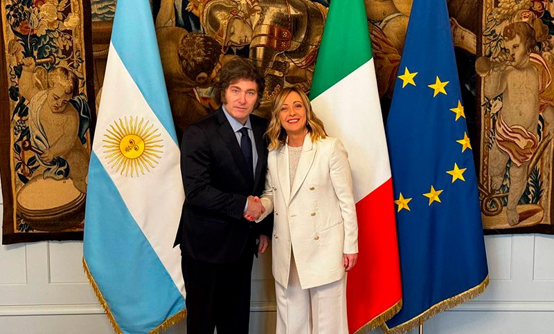 El presidente se reunió con Giorgia Meloni, en busca de profundizar la relación con Italia