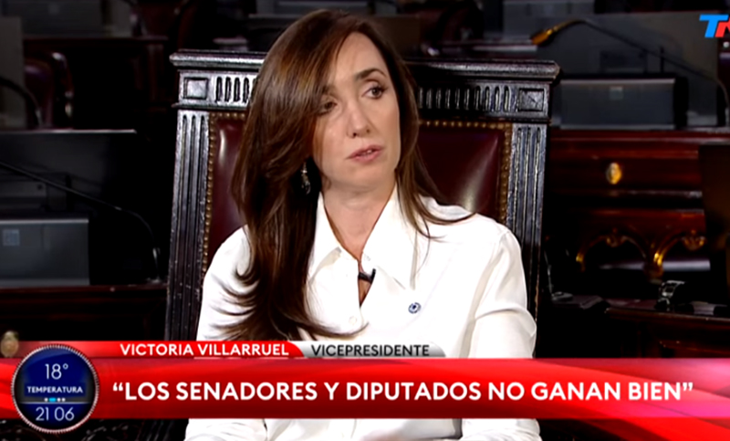 Villarruel: «Los senadores no ganan bien, cobran menos de dos millones de pesos»