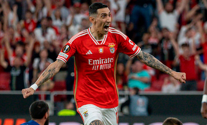 Di María convirtió un gol en la victoria del Benfica en los cuartos de la Europa League