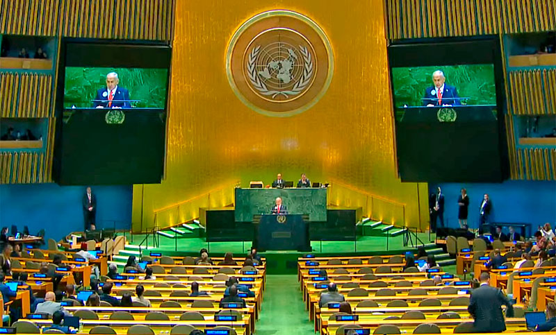Desafiante: Netanyahu en la ONU dijo que condenará a quienes quieren darle un Estado a Palestina «en el corazón de Israel»