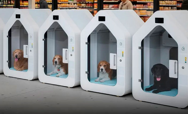 Alemania instala refugios inteligentes para perros mientras sus dueños hacen las compras en los supermercados
