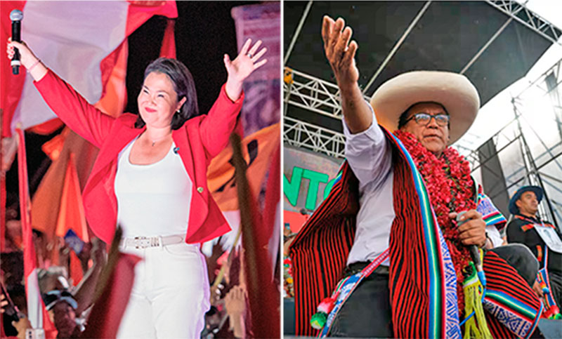 Keiko Fujimori y Roberto Sánchez cierran campañas de cara a balotaje en Perú