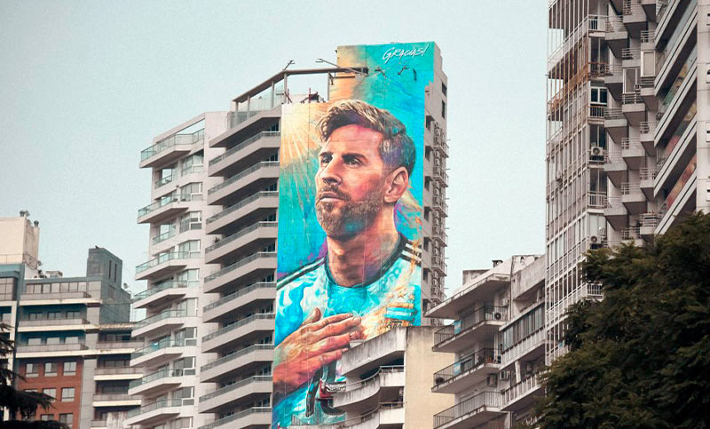 Se renovó el mural de Messi “De otra galaxia, de mi ciudad”