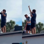 Banderazo en Miami: Ciro se subió al techo de un auto y cantó para los hinchas