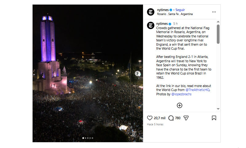 El New York Times se asombró con los festejos en el Monumento