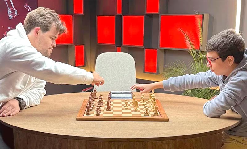 Hazaña del ajedrecista argentino: Faustino Oro venció al número uno del mundo Magnus Carlsen