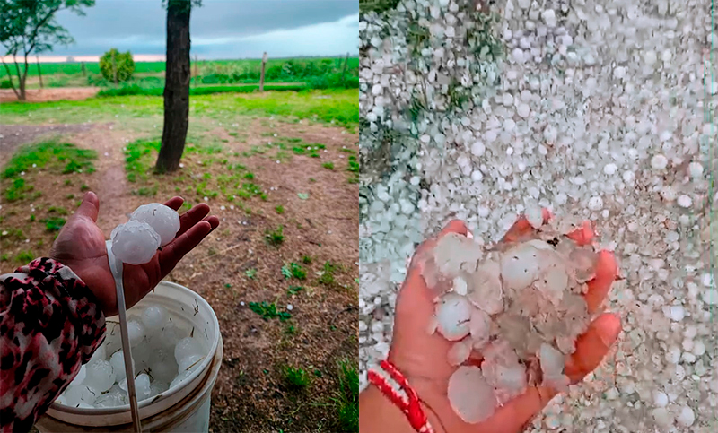 Tormentas en el centro de Santa Fe y Córdoba: hubo caída de granizo e intensas lluvias