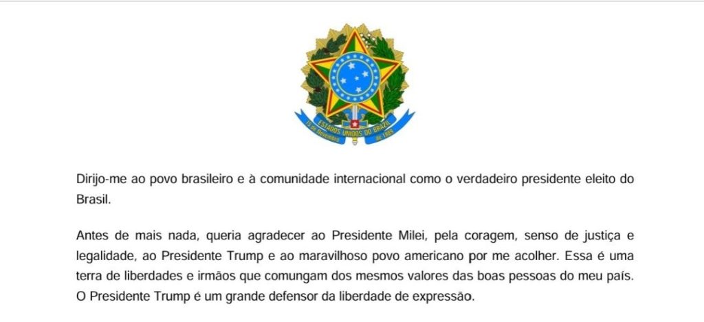 Primera versión del documento de Bolsonaro.